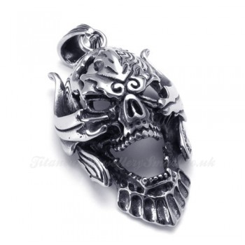 Skull Mask Titanium Pendant Necklace (Free Chain)