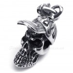 Titanium Skull Pendant Necklace With Hat (Free Chain)