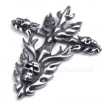 Flame Titanium Skull Pendant Necklace (Free Chain)