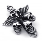 Wings Titanium Skull Pendant Necklace (Free Chain)