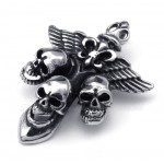 Wings Titanium Skull Pendant Necklace (Free Chain)