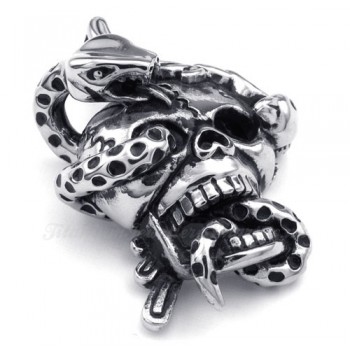 Titanium Skull Snake Pendant Necklace (Free Chain)