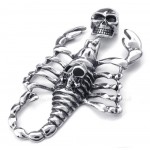 Mens Titanium Skull Scorpion Pendant Necklace (Free Chain)