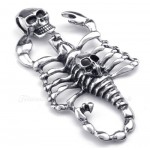 Mens Titanium Skull Scorpion Pendant Necklace (Free Chain)