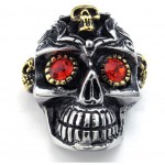 Red Eyes Titanium Skull Pendant Necklace (Free Chain)