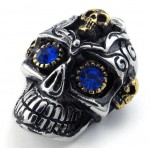 Blue Eyes Titanium Skull Pendant Necklace (Free Chain)