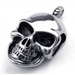 Silver Titanium Skull Pendant Necklace (Free Chain)