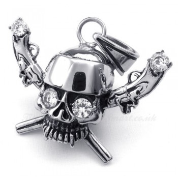 Pirate Titanium Skull Pendant Necklace (Free Chain)