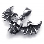 Wings Titanium Skull Pendant Necklace (Free Chain)