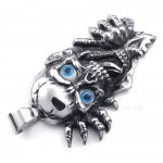 Titanium Blue Eyes Skull Pendant Necklace (Free Chain)