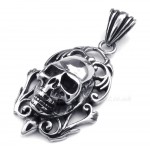 Mens Exquisite Titanium Skull Pendant Necklace (Free Chain)