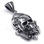 Mens Exquisite Titanium Skull Pendant Necklace (Free Chain)