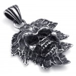 Tree Leaf Titanium Skull Pendant Necklace (Free Chain)