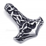 Skull Titanium Thor's Hammer Pendant Necklace (Free Chain)