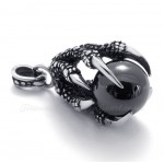 Eagle Claws Titanium Pendant Necklace With Black Zircon (Free Chain)