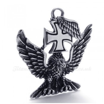 Eagle Titanium Cross Pendant Necklace (Free Chain)