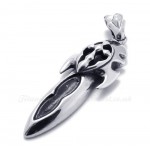 Titanium Sword Cross Pendant Necklace With Black Zircon (Free Chain)