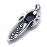 Titanium Sword Cross Pendant Necklace With Black Zircon (Free Chain)