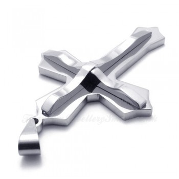 Elegant Double Cross Titanium Pendant Necklace (Free Chain)