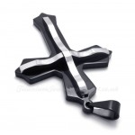 Titanium Double Cross Pendant Necklace In Double Color (Free Chain)