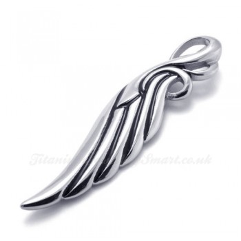 Titanium Feather Pendant Necklace (Free Chain)