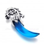 Titanium Blue Dragon Tooth Pendant Necklace (Free Chain)