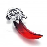 Titanium Red Dragon Tooth Pendant Necklace (Free Chain)