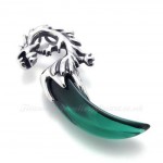 Titanium Green Dragon Tooth Pendant Necklace (Free Chain)