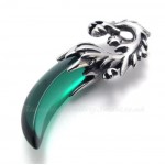 Titanium Green Dragon Tooth Pendant Necklace (Free Chain)