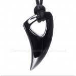 Wolf's Fang Titanium Pendant Necklace In Black Color (Free Chain)