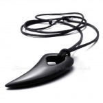 Wolf's Fang Titanium Pendant Necklace In Black Color (Free Chain)