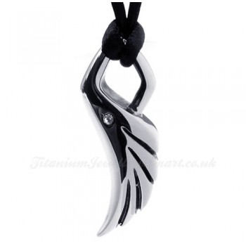 Feather Titanium Pendant Necklace With String (Free Chain)