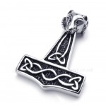 Thor's Hammer Titanium Pendant Necklace With Sheep's Head (Free Chain)