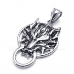 Wolf's Head Titanium Pendant Necklace (Free Chain)