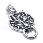 Wolf's Head Titanium Pendant Necklace (Free Chain)