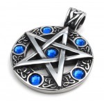 Titanium Ring Embed Stars Pendant Necklace Adorned With Zircon (Free Chain)