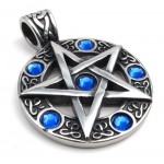 Titanium Ring Embed Stars Pendant Necklace Adorned With Zircon (Free Chain)
