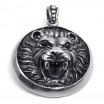 Titanium Lion Head Pendant Pendant Necklace With Black Eye (Free Chain)