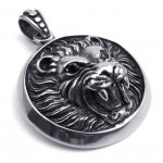 Titanium Lion Head Pendant Pendant Necklace With Black Eye (Free Chain)