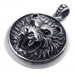 Titanium Lion Head Pendant Pendant Necklace With Black Eye (Free Chain)