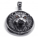 Titanium Lion Head Pendant Pendant Necklace With Red Eye (Free Chain)