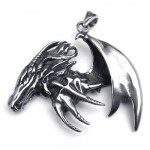 Dragon Titanium Pendant Necklace With Wing (Free Chain)