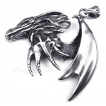 Dragon Titanium Pendant Necklace With Wing (Free Chain)