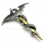 Dragon Titanium Sword Pendant Necklace With Wing (Free Chain)