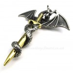 Dragon Titanium Sword Pendant Necklace With Wing (Free Chain)