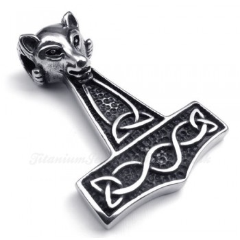 Thor's Hammer Titanium Pendant Necklace (Free Chain)