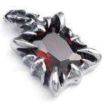 Red Zircon Titanium Pendant Necklace (Free Chain)