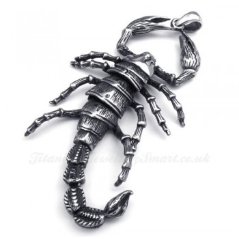 Titanium Scorpion Pendant Necklace (Free Chain)