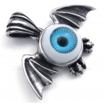 Titanium Blue Eyes Pendant Necklace Bat Wings (Free Chain)