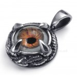 Titanium Brown Eyes Pendant Necklace (Free Chain)